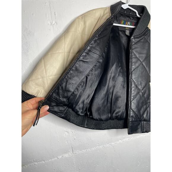 Vintage Shebang USA Kids Bomber Jacket Quilted Thick 100% Leather Size Small 4/5 - Picture 4 of 7